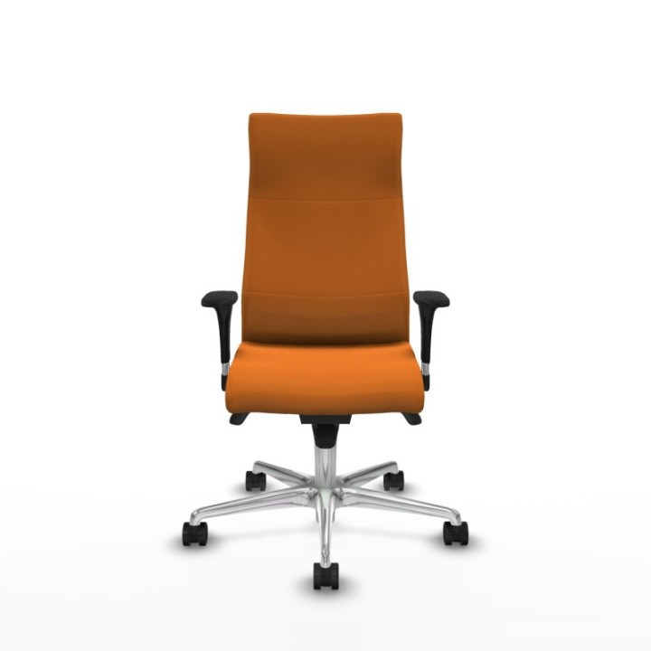 Albacete dirección sincro similpiel naranja brazos 1D cromados base aluminio ruedas 65 nailon