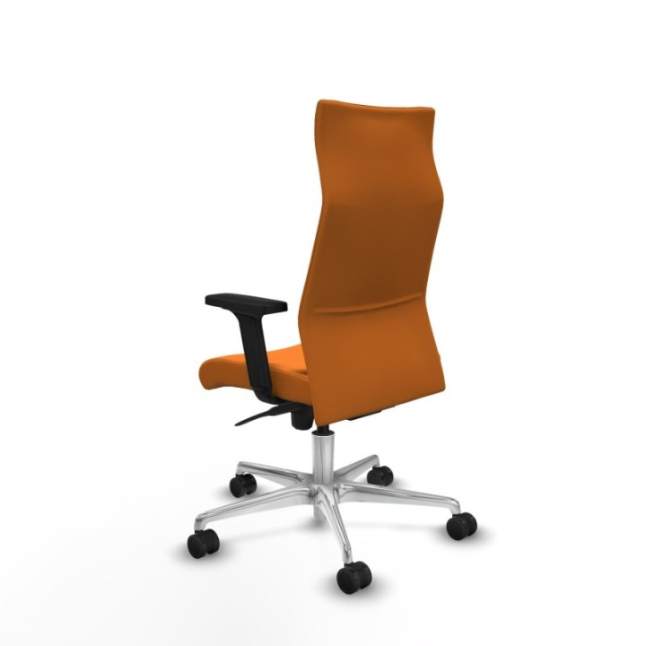 Albacete dirección sincro similpiel naranja brazos 2D base aluminio ruedas 65 nailon