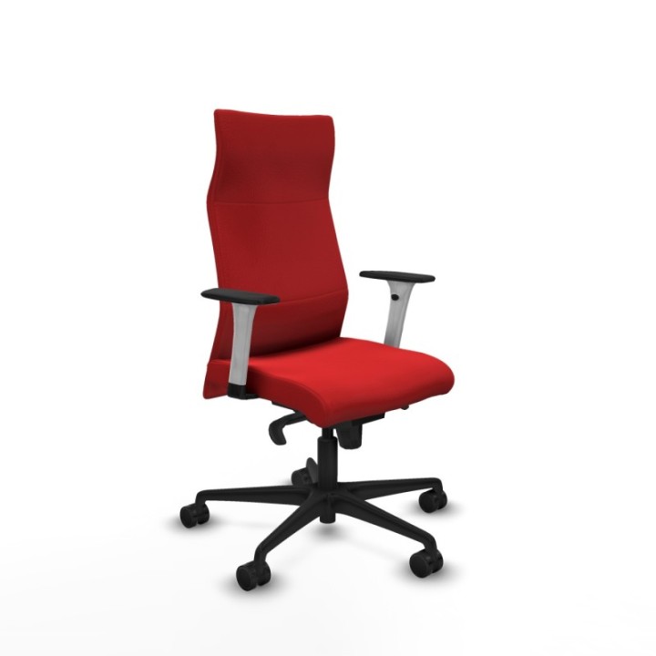 Albacete dirección sincro similpiel rojo brazos 1D blancos base nailon ruedas 65 nailon