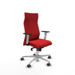 Albacete dirección sincro similpiel rojo brazos 1D blancos base aluminio ruedas 65 engomadas