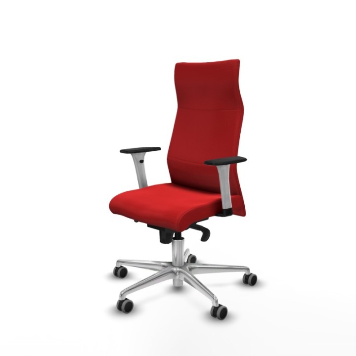 Albacete dirección sincro similpiel rojo brazos 1D blancos base aluminio ruedas 65 engomadas