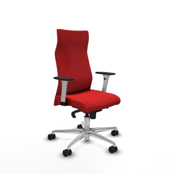 Albacete dirección sincro similpiel rojo brazos 1D blancos base aluminio ruedas 65 nailon