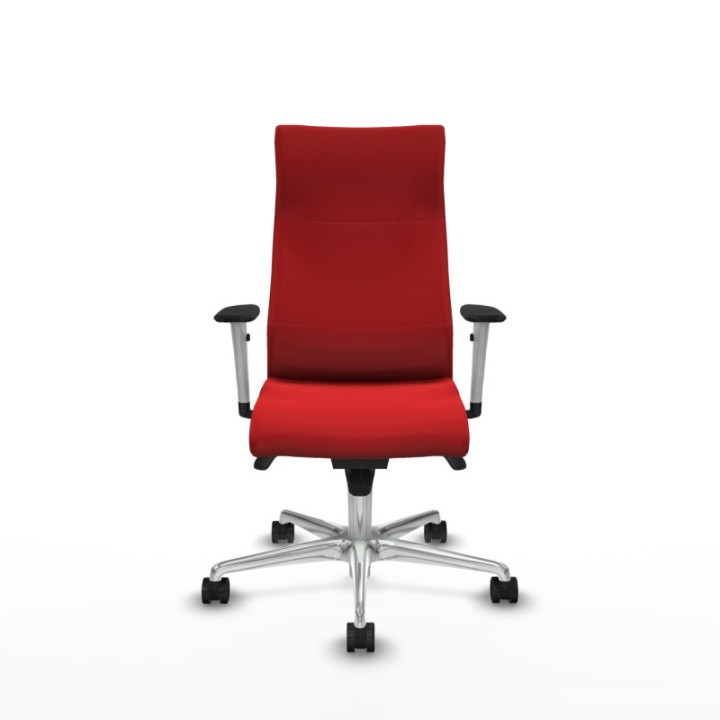 Albacete dirección sincro similpiel rojo brazos 1D blancos base aluminio ruedas 65 nailon