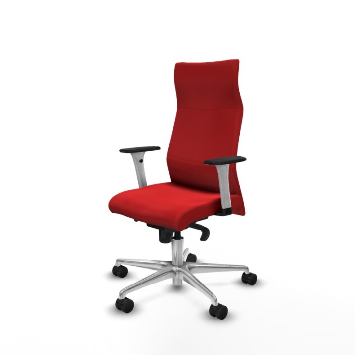 Albacete dirección sincro similpiel rojo brazos 1D blancos base aluminio ruedas 65 nailon