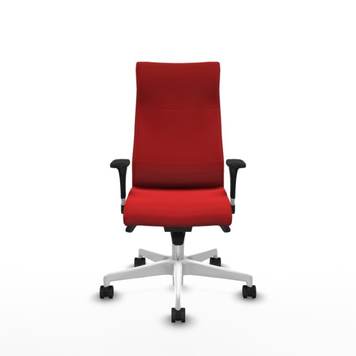 Albacete dirección sincro similpiel rojo brazos 1D cromados base blanca ruedas 65 nailon