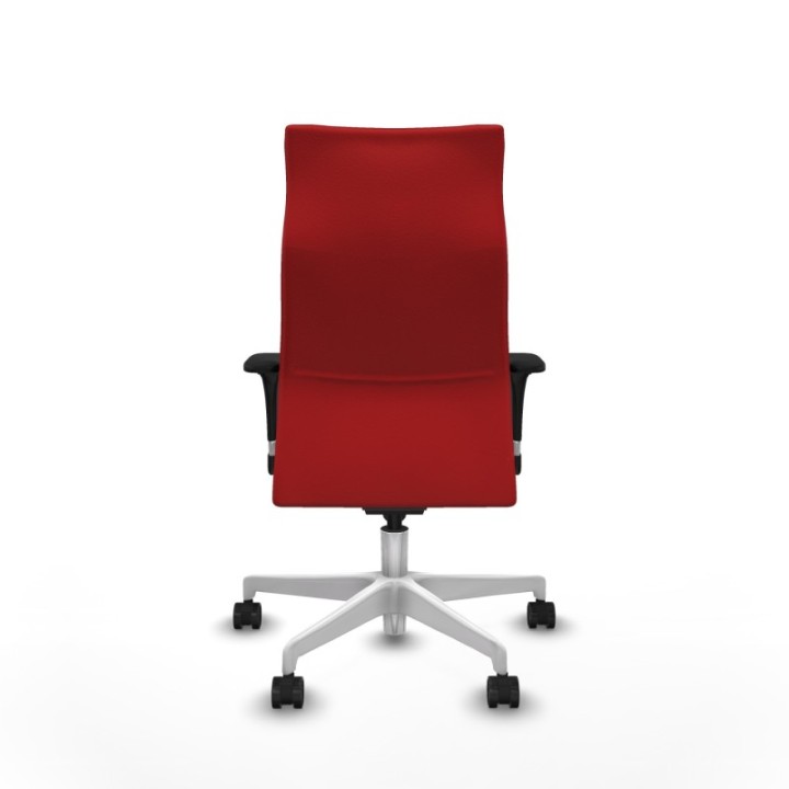 Albacete dirección sincro similpiel rojo brazos 1D cromados base blanca ruedas 65 nailon