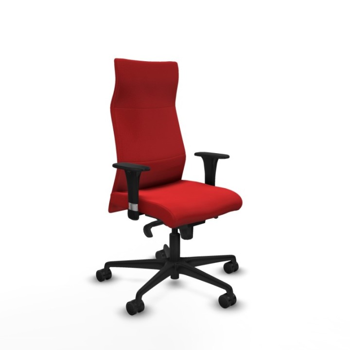 Albacete dirección sincro similpiel rojo brazos 1D cromados base nailon ruedas 65 nailon