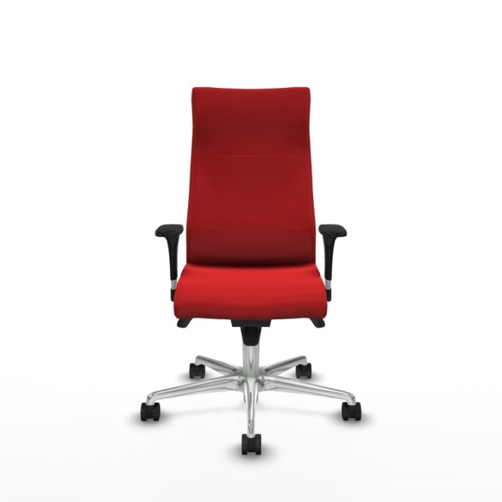 Albacete dirección sincro similpiel rojo brazos 1D cromados base aluminio ruedas 65 nailon