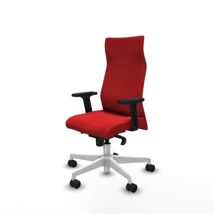 Albacete dirección sincro similpiel rojo brazos 2D base blanca ruedas 65 nailon