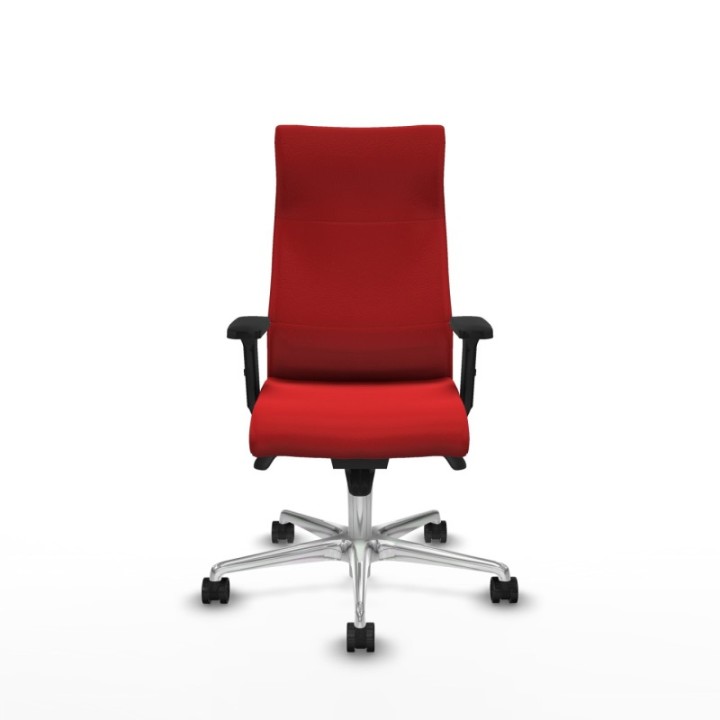 Albacete dirección sincro similpiel rojo brazos 2D base aluminio ruedas 65 nailon