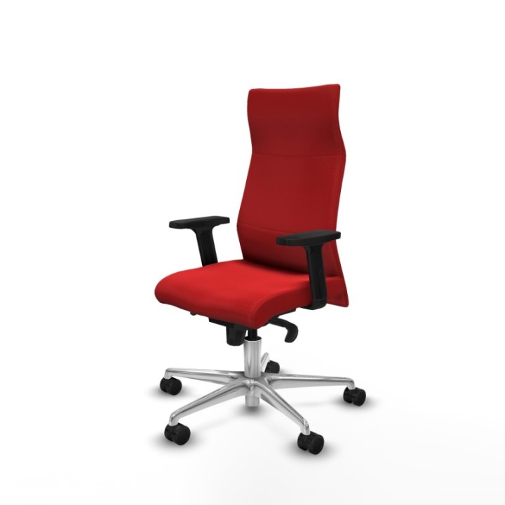 Albacete dirección sincro similpiel rojo brazos 2D base aluminio ruedas 65 nailon