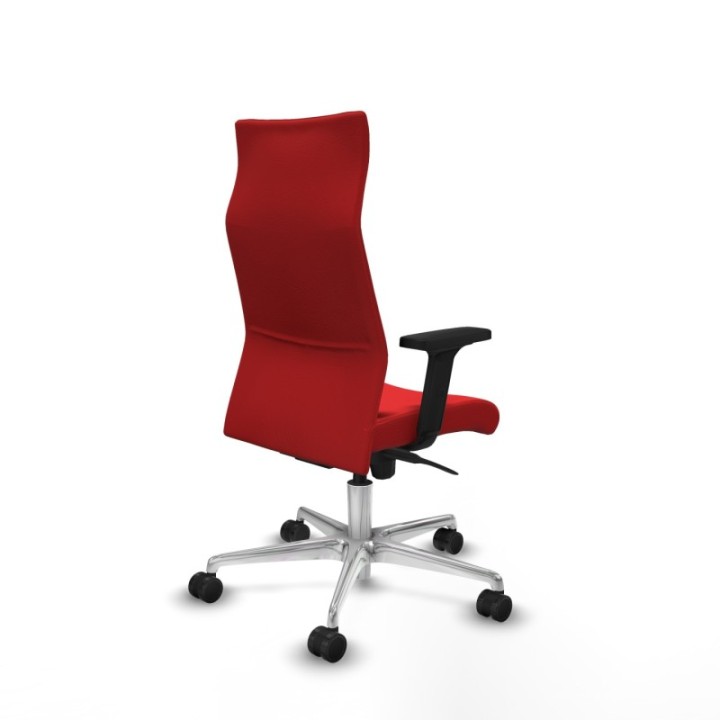 Albacete dirección sincro similpiel rojo brazos 2D base aluminio ruedas 65 nailon