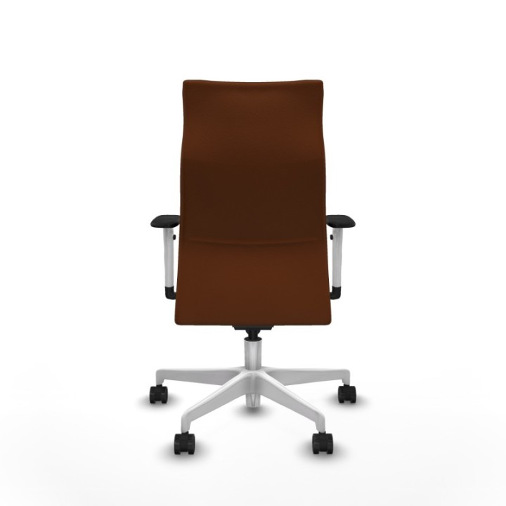 Albacete dirección sincro similpiel marrón brazos 1D blancos base blanca ruedas 65 nailon