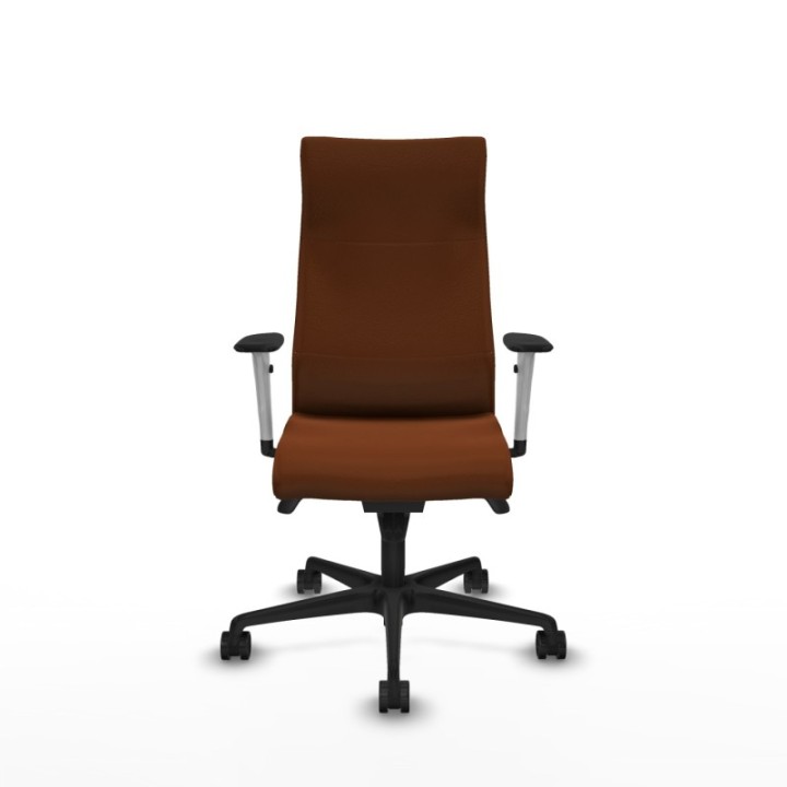 Albacete dirección sincro similpiel marrón brazos 1D blancos base nailon ruedas 65 nailon