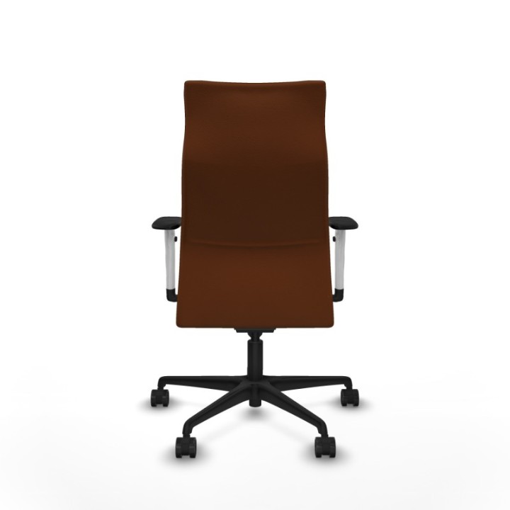 Albacete dirección sincro similpiel marrón brazos 1D blancos base nailon ruedas 65 nailon