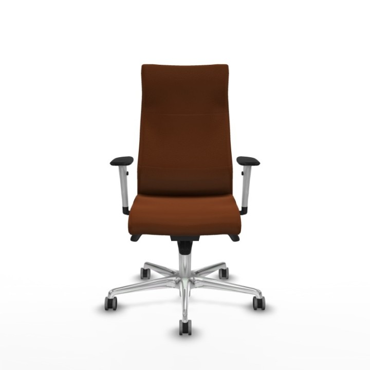 Albacete dirección sincro similpiel marrón brazos 1D blancos base aluminio ruedas 65 engomadas