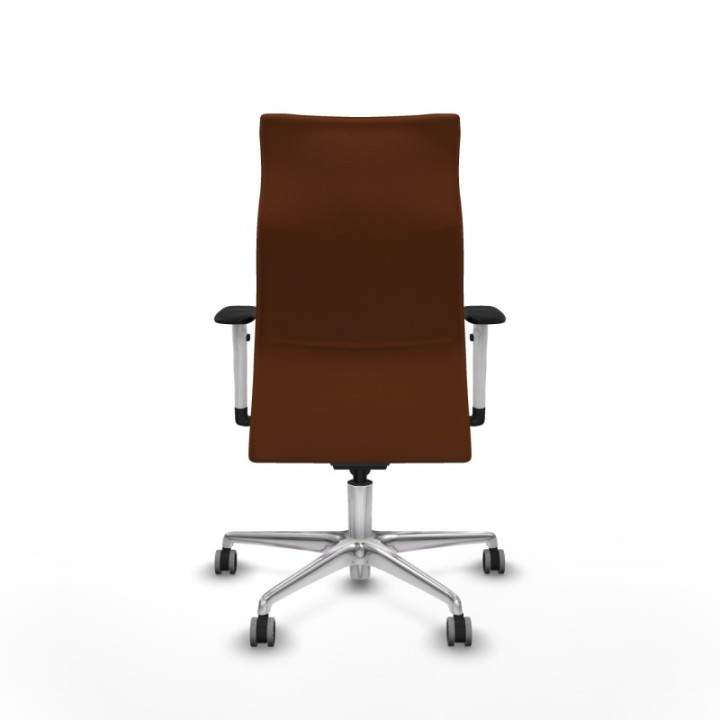 Albacete dirección sincro similpiel marrón brazos 1D blancos base aluminio ruedas 65 engomadas