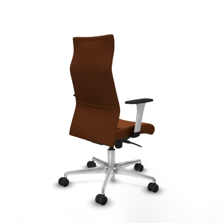 Albacete dirección sincro similpiel marrón brazos 1D blancos base aluminio ruedas 65 nailon