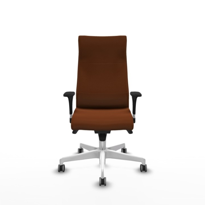 Albacete dirección sincro similpiel marrón brazos 1D cromados base blanca ruedas 65 engomadas