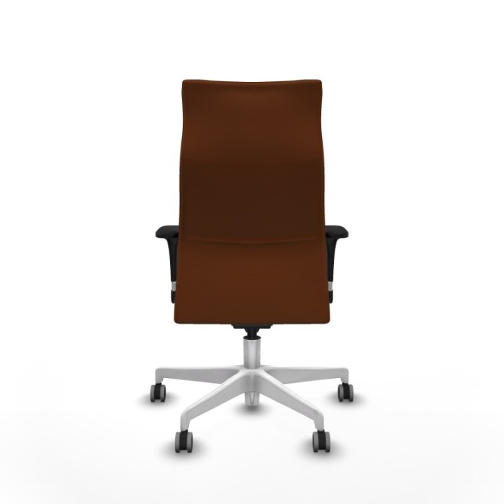 Albacete dirección sincro similpiel marrón brazos 1D cromados base blanca ruedas 65 engomadas