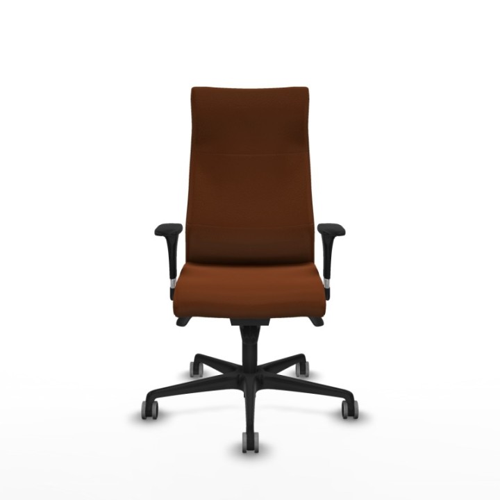 Albacete dirección sincro similpiel marrón brazos 1D cromados base nailon ruedas 65 engomadas