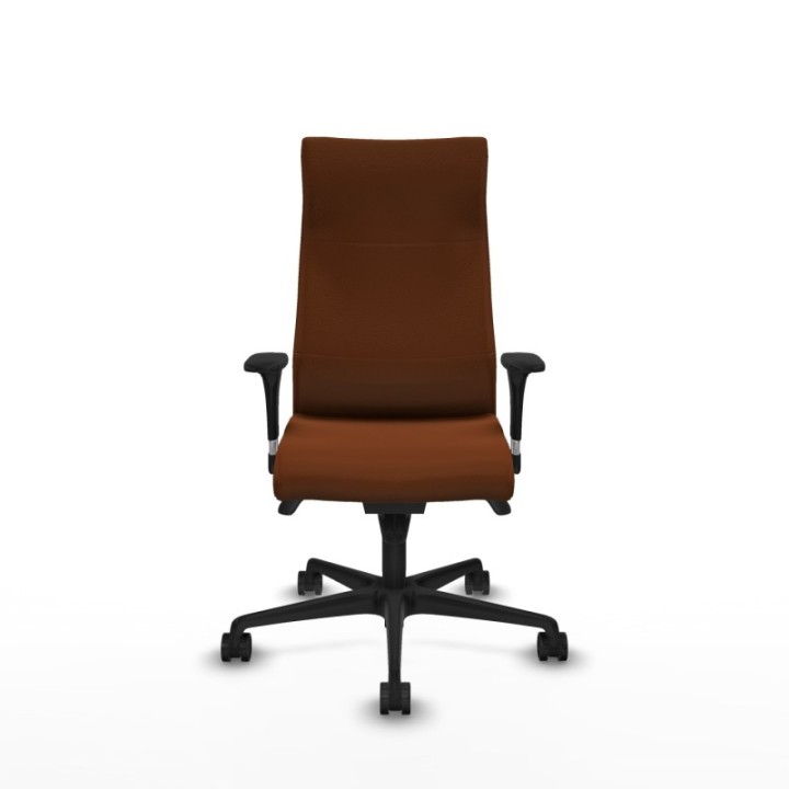 Albacete dirección sincro similpiel marrón brazos 1D cromados base nailon ruedas 65 nailon