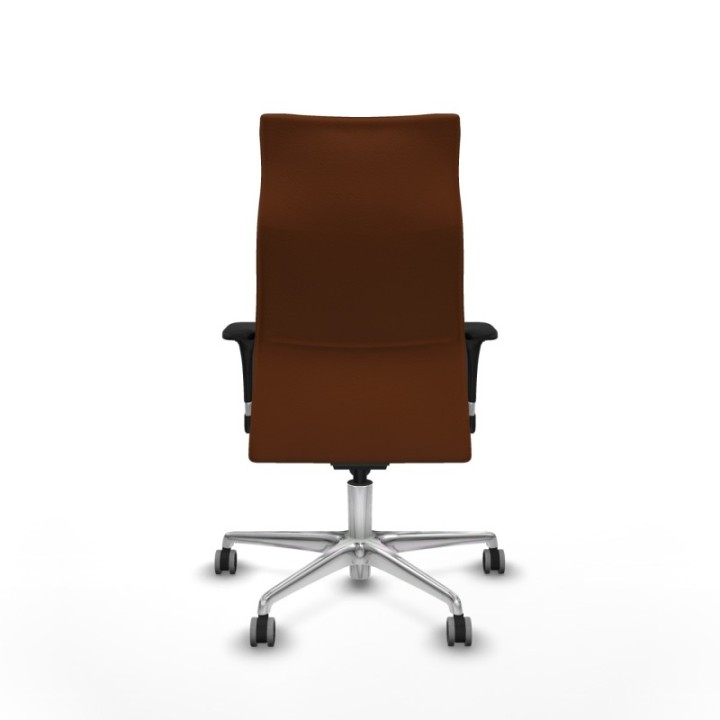 Albacete dirección sincro similpiel marrón brazos 1D cromados base aluminio ruedas 65 engomadas