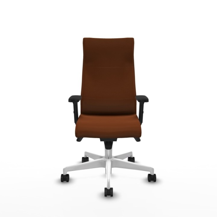 Albacete dirección sincro similpiel marrón brazos 2D base blanca ruedas 65 nailon