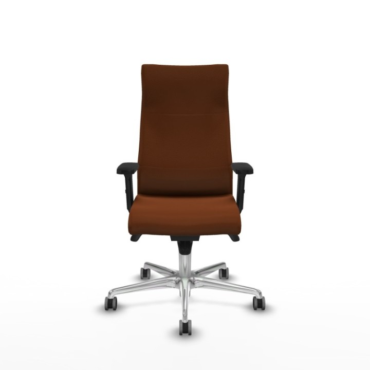 Albacete dirección sincro similpiel marrón brazos 2D base aluminio ruedas 65 engomadas