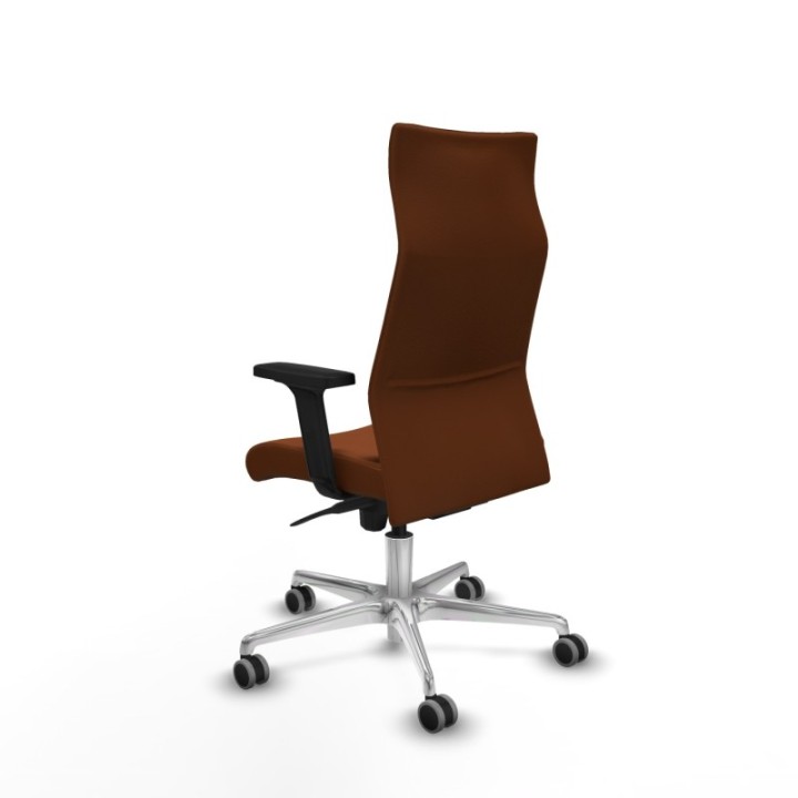 Albacete dirección sincro similpiel marrón brazos 2D base aluminio ruedas 65 engomadas