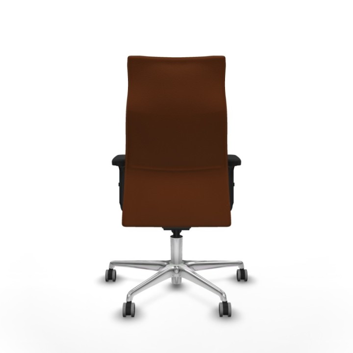 Albacete dirección sincro similpiel marrón brazos 2D base aluminio ruedas 65 engomadas