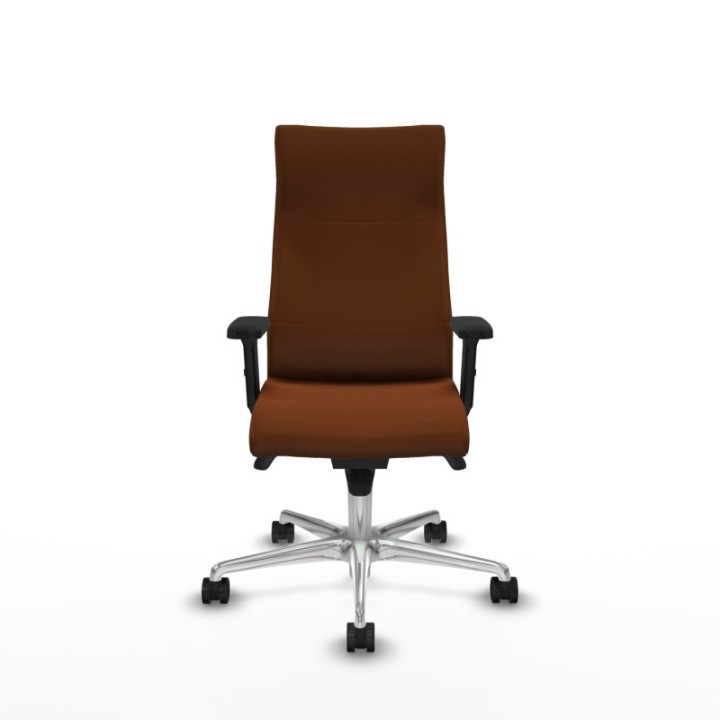 Albacete dirección sincro similpiel marrón brazos 2D base aluminio ruedas 65 nailon