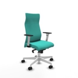 Albacete dirección sincro similpiel turquesa brazos 1D blancos base blanca ruedas 65 nailon