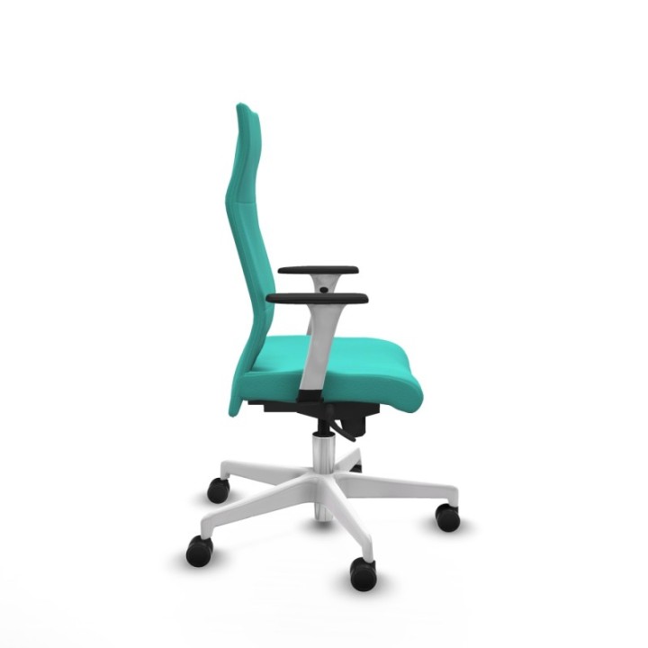 Albacete dirección sincro similpiel turquesa brazos 1D blancos base blanca ruedas 65 nailon