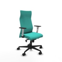 Albacete dirección sincro similpiel turquesa brazos 1D blancos base nailon ruedas 65 nailon