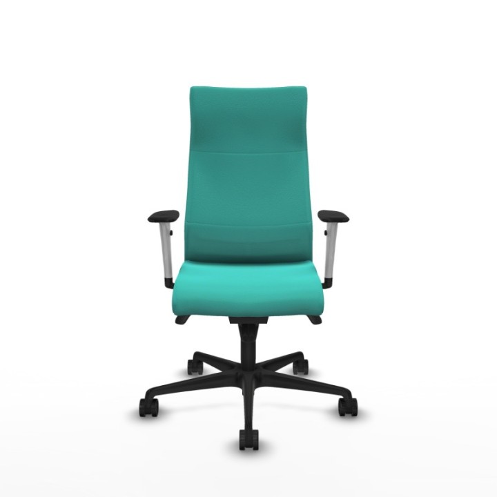 Albacete dirección sincro similpiel turquesa brazos 1D blancos base nailon ruedas 65 nailon