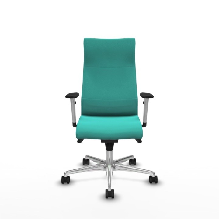 Albacete dirección sincro similpiel turquesa brazos 1D blancos base aluminio ruedas 65 nailon