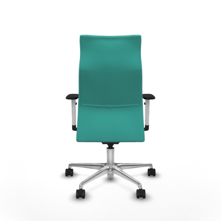 Albacete dirección sincro similpiel turquesa brazos 1D blancos base aluminio ruedas 65 nailon