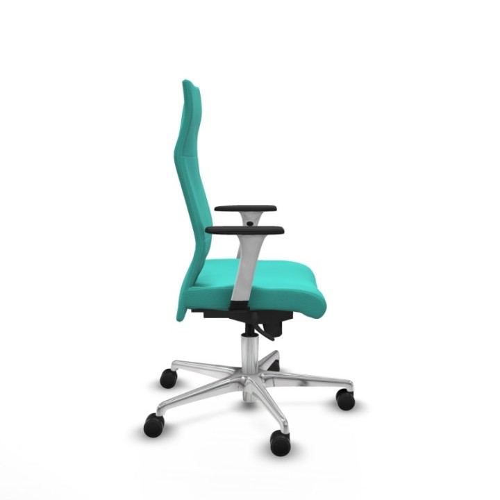 Albacete dirección sincro similpiel turquesa brazos 1D blancos base aluminio ruedas 65 nailon