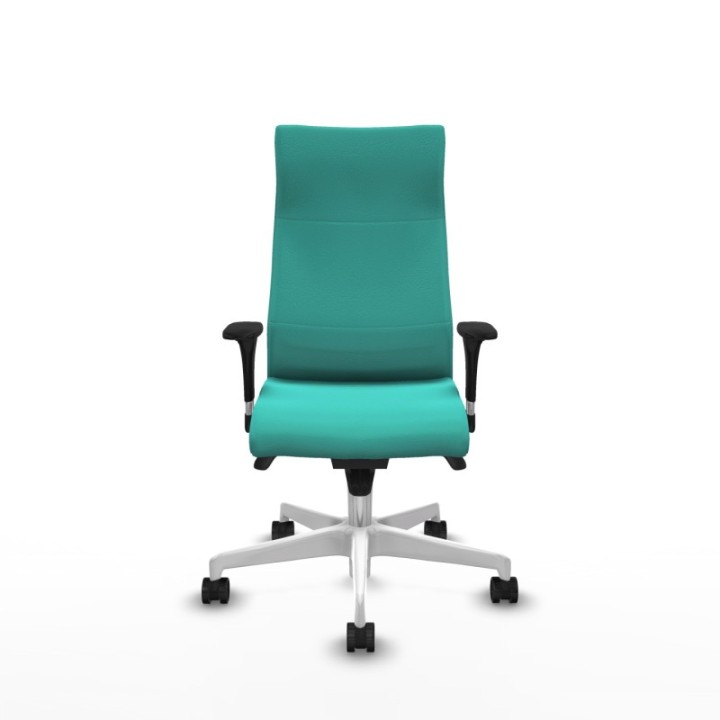 Albacete dirección sincro similpiel turquesa brazos 1D cromados base blanca ruedas 65 nailon