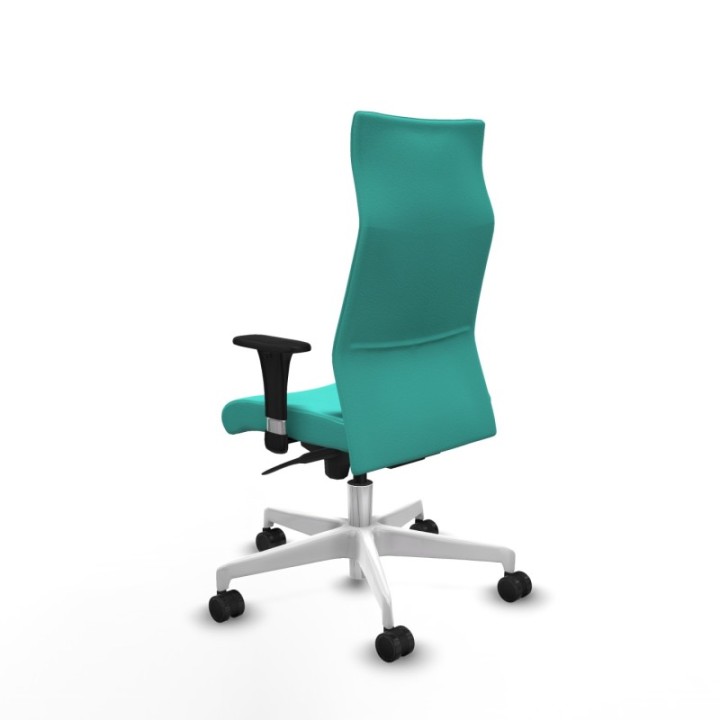 Albacete dirección sincro similpiel turquesa brazos 1D cromados base blanca ruedas 65 nailon