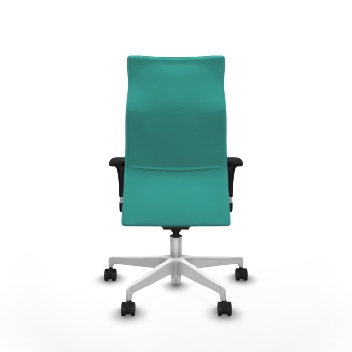 Albacete dirección sincro similpiel turquesa brazos 1D cromados base blanca ruedas 65 nailon