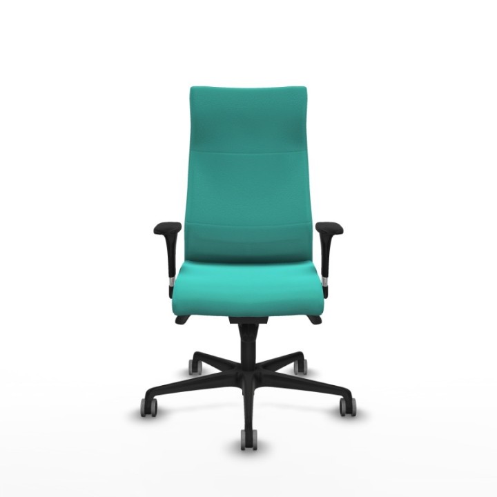 Albacete dirección sincro similpiel turquesa brazos 1D cromados base nailon ruedas 65 engomadas