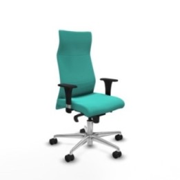 Albacete dirección sincro similpiel turquesa brazos 1D cromados base aluminio ruedas 65 nailon