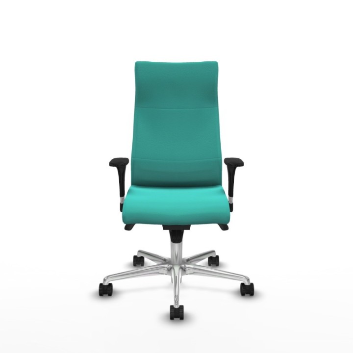 Albacete dirección sincro similpiel turquesa brazos 1D cromados base aluminio ruedas 65 nailon