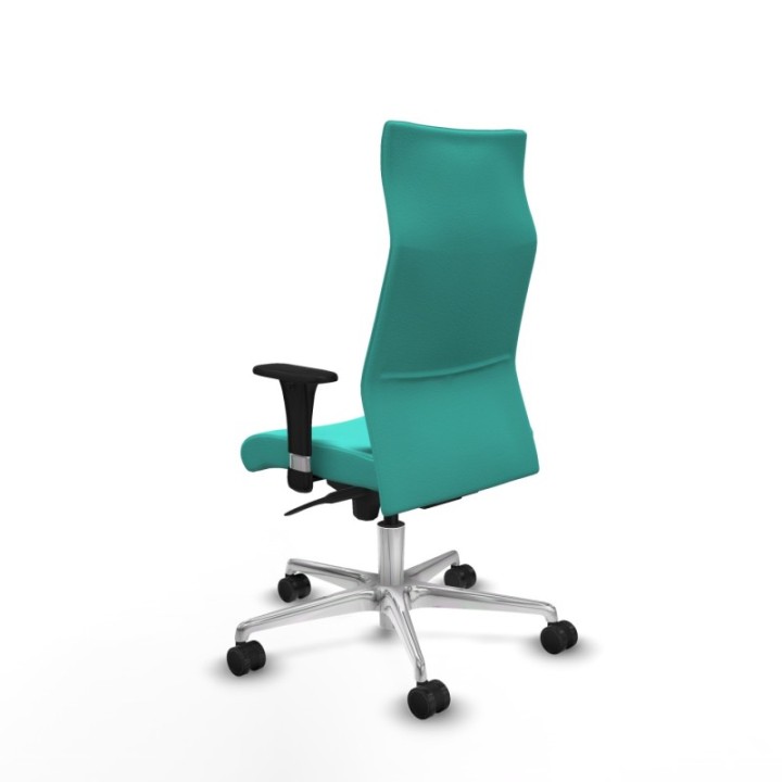 Albacete dirección sincro similpiel turquesa brazos 1D cromados base aluminio ruedas 65 nailon