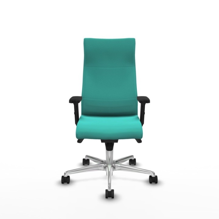 Albacete dirección sincro similpiel turquesa brazos 2D base aluminio ruedas 65 nailon