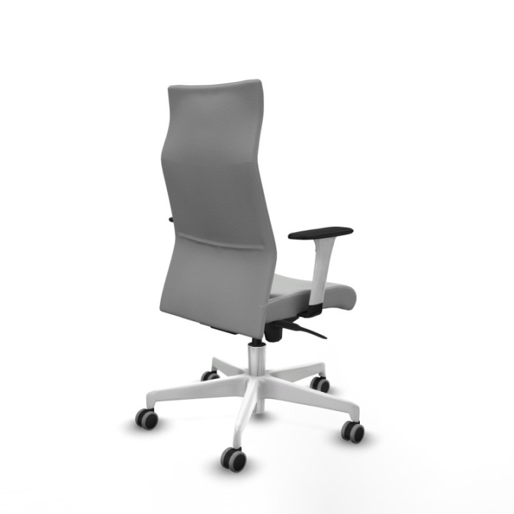 Albacete dirección sincro similpiel gris claro brazos 1D blancos base blanca ruedas 65 engomadas