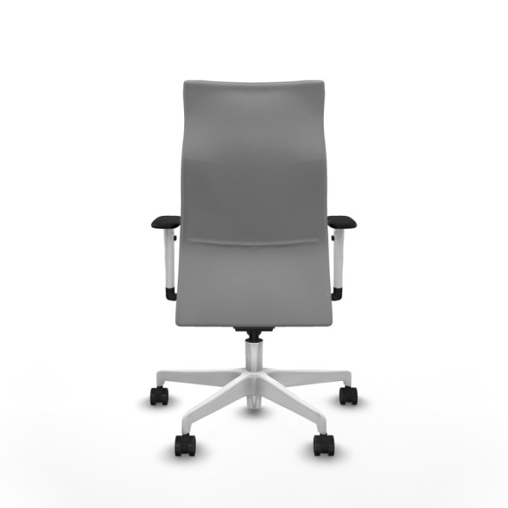 Albacete dirección sincro similpiel gris claro brazos 1D blancos base blanca ruedas 65 nailon