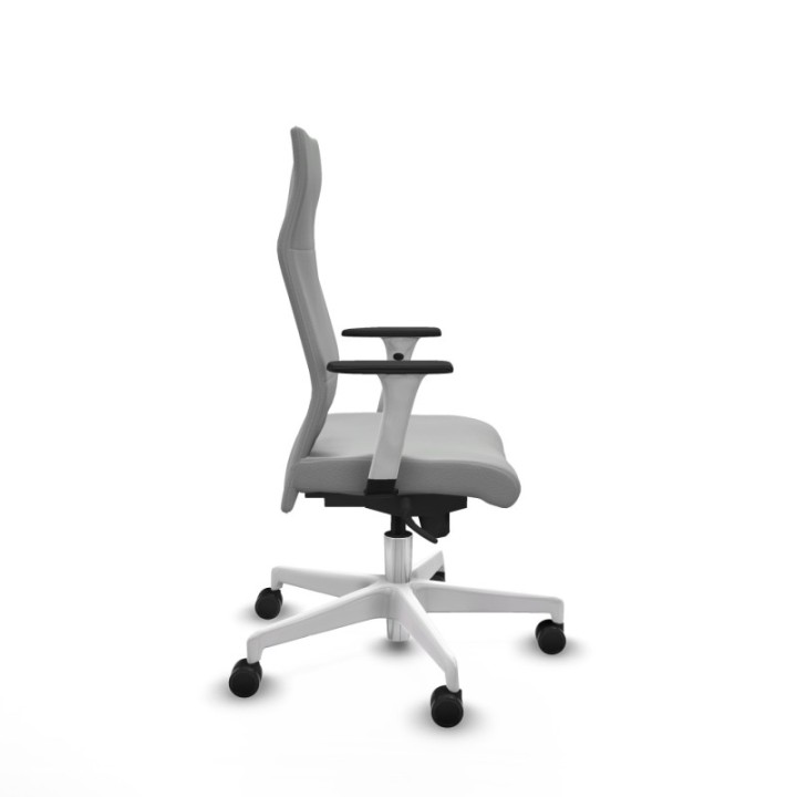 Albacete dirección sincro similpiel gris claro brazos 1D blancos base blanca ruedas 65 nailon